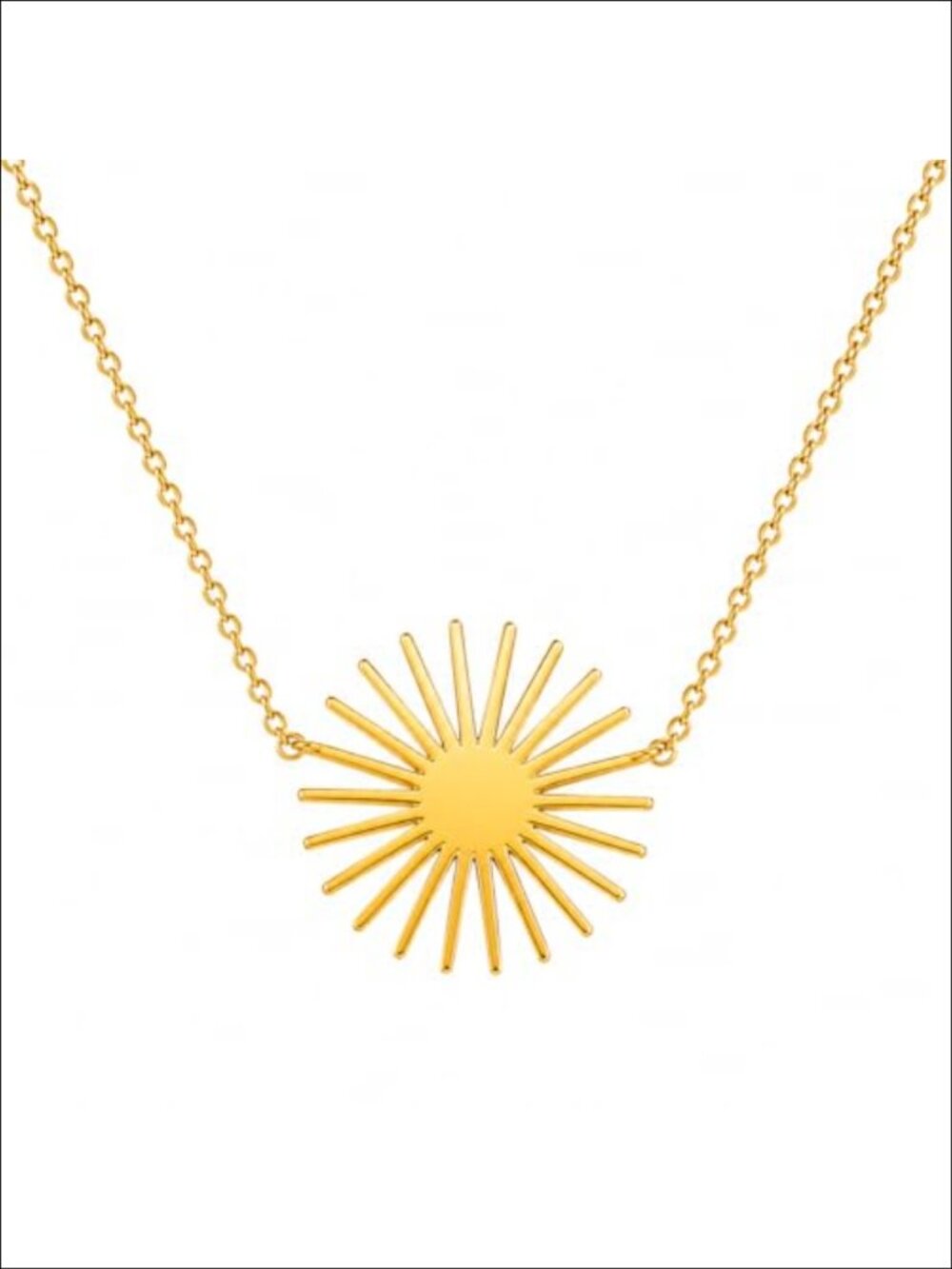 18K Gold PVD Stainless Steel Sun Pendant Necklace Minimalist Waterproof